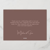 バラゴールドフォイル結婚スクリプトのサンキューカード 箔シーズンカード (裏面)