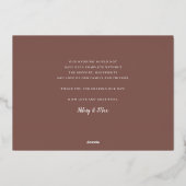 バラゴールドフォイル結婚スクリプトの写真サンキューカード 箔招待状 (裏面)