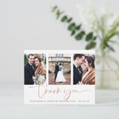 バラゴールドフォイル結婚スクリプト写真ありがとう ポストカード (スタンド正面)