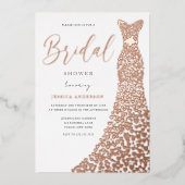 バラゴールドフォイル結婚ズドレスブライダルシャワー 箔招待状 (正面)