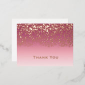 バラゴールドフォイル結婚ズ・サンキュー 箔シーズンポストカード (正面/裏面)