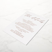 バラゴールドフォイル結婚ミニマリストのエンクロージャカード 箔招待状 (回転した状態)