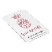 バラゴールドフォイル結婚式の日付を保存パイナップル マグネット (右側)