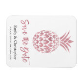 バラゴールドフォイル結婚式の日付を保存パイナップル マグネット (横)