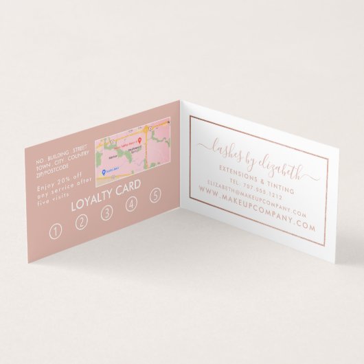 バラゴールドフォイル美しいメイクアップアーティストロイヤリティ 名刺 (内部)