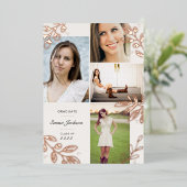 バラゴールドフォイル葉ズグラッド写真発表 箔招待状 (立ち正面)