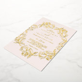 バラゴールドフォイル赤面フローラ結婚ズ 箔招待状 (回転した状態)