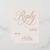 バラゴールドフォイル赤面RSVPカード 箔招待状ポストカード (正面/裏面)