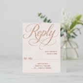 バラゴールドフォイル赤面RSVPカード 箔招待状ポストカード (立ち正面)