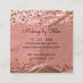 バラゴールドフォイル輝くグラムスタイリッシュメイクアップアーティスト スクエア名刺 (裏面)