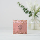 バラゴールドフォイル輝くグラムスタイリッシュメイクアップアーティスト スクエア名刺 (スタンド正面)