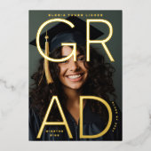 バラゴールドフォイル高校GRAD写真発表 箔招待状 (正面)