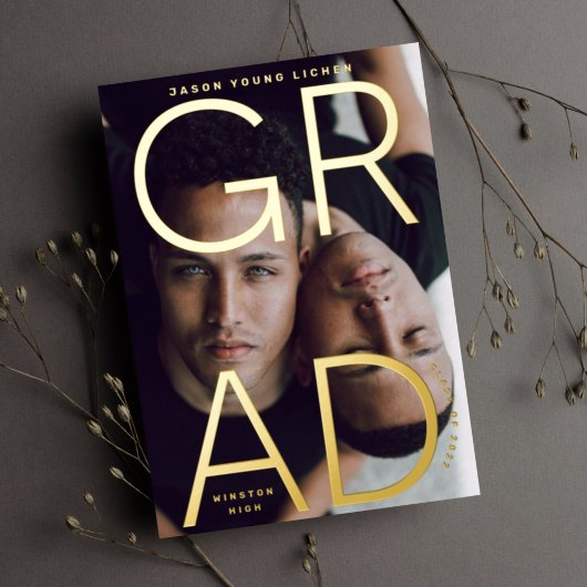 バラゴールドフォイル高校GRAD写真発表 箔招待状