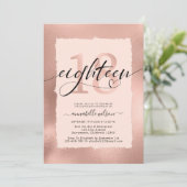 バラゴールドフォイル18th誕生日フォト招待状 招待状 (スタンド正面)