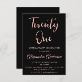バラゴールドフォイル21歳の誕生日 招待状