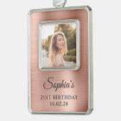 バラゴールドフォイル21stバースデーフォト シルバープレートフレームオーナメント (左)