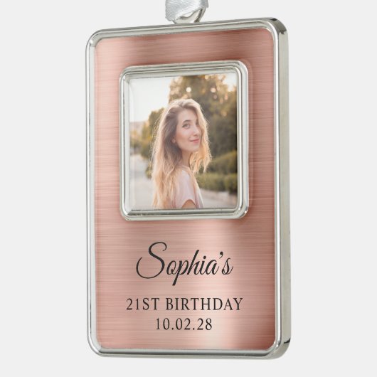 バラゴールドフォイル21stバースデーフォト シルバープレートフレームオーナメント (左)