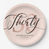 バラゴールドフォイル30歳の誕生日 ペーパープレート (正面)
