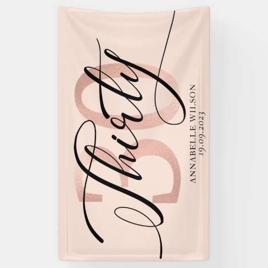 バラゴールドフォイル30歳の誕生日 横断幕 (縦)