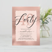 バラゴールドフォイル40歳誕生日写真  招待状 (スタンド正面)