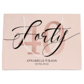 バラゴールドフォイル40歳誕生日大抱き枕 ラージペーパーバッグ (正面)