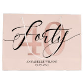 バラゴールドフォイル40歳誕生日大抱き枕 ラージペーパーバッグ (裏面)