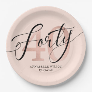 バラゴールドフォイル40歳誕生日 ペーパープレート