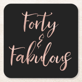 バラゴールドフォイル40 | 40と素晴らしい スクエアペーパーコースター