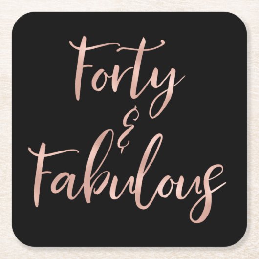 バラゴールドフォイル40 | 40と素晴らしい スクエアペーパーコースター (正面)