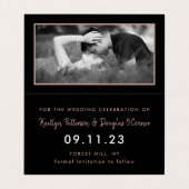 バラゴールドフォイル&スクリプトフォトデイトカードを保存 名刺 (内部フラット)