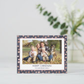 バラゴールドフォイル – ネイビーブルークリスマスファミリーフォト シーズンポストカード (スタンド正面)