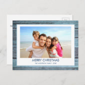 バラゴールドフォイル – ネイビーブルークリスマス シーズンポストカード (正面/裏面)