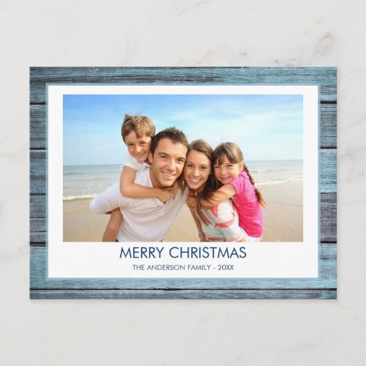 バラゴールドフォイル – ネイビーブルークリスマス シーズンポストカード (正面)