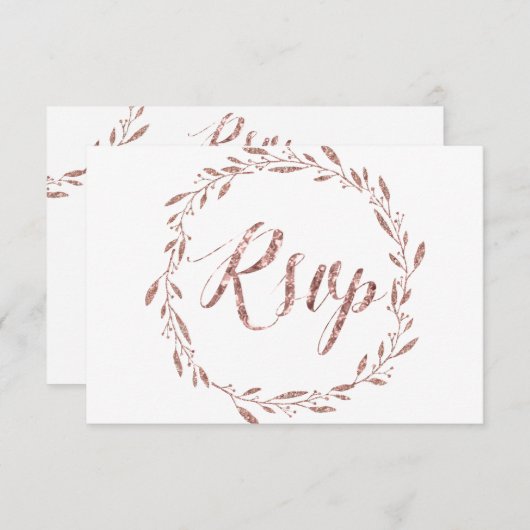 バラゴールドフォイルRSVPカード結婚のリース 出欠カード (正面/裏面)