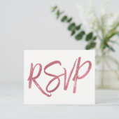 バラゴールドフォイルRSVP結婚式招待状返信 インビテーションポストカード (スタンド正面)