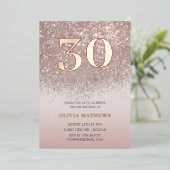 バラゴールドラメ&ホイル30歳の誕生日 箔招待状 (立ち正面)