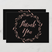 バラゴールド結婚フォイルサンキューカードブラック サンキューカード (正面/裏面)