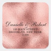 バラゴールド結婚フォイル差出人住所ラベル スクエアシール (正面)