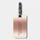 バラゴールド グリッター モノグラム 手書きスクリプト ラゲッジタグ (裏面縦)