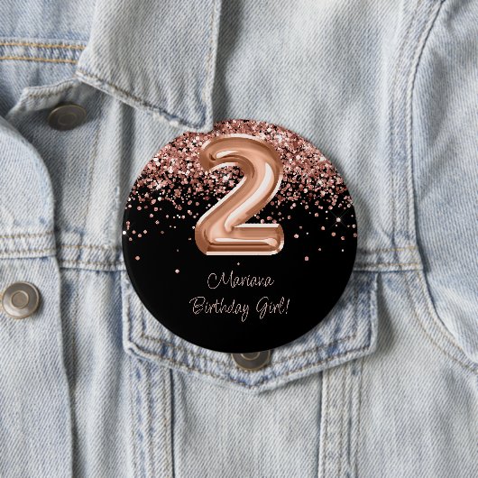 バラゴールド ブラック 2歳 誕生日パーティー 缶バッジ (インサイチュ)
