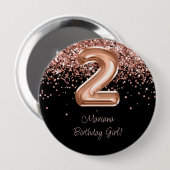バラゴールド ブラック 2歳 誕生日パーティー 缶バッジ (正面&裏面)