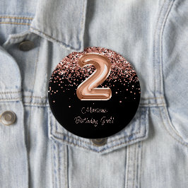 バラゴールド ブラック 2歳 誕生日パーティー 缶バッジ