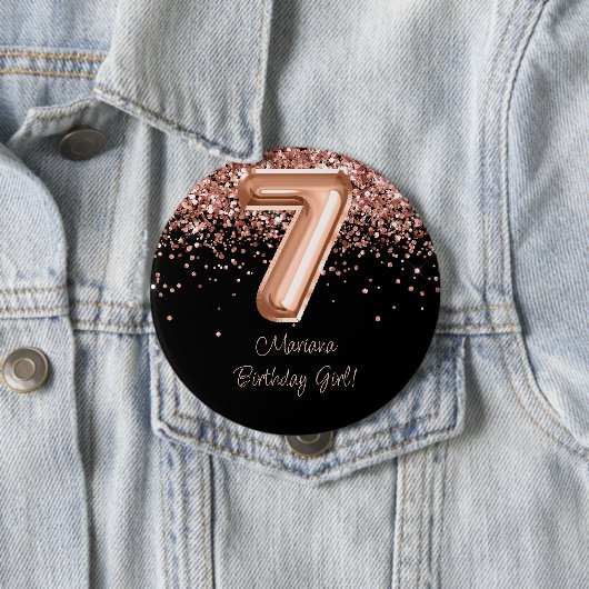 バラゴールド ブラック 7歳 誕生日パーティー 缶バッジ (インサイチュ)