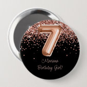 バラゴールド ブラック 7歳 誕生日パーティー 缶バッジ (正面&裏面)