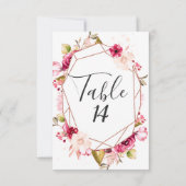 バラゴールド ワインレッド & ピンクの結婚式テーブルナンバー 招待状 (裏面)