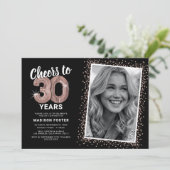 バラゴールド 写真 30歳の誕生日招待状 招待状 (スタンド正面)