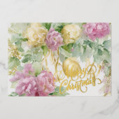 バラサテンリボンエバーグリーンメイヴクリームクリスマス 箔シーズンカード (正面)