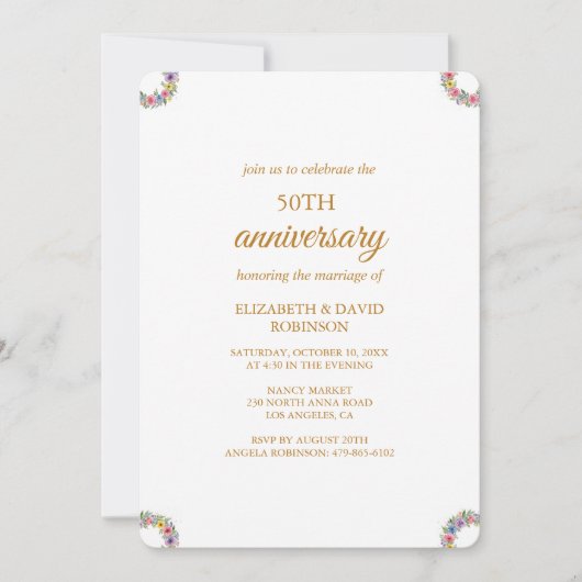 バラシックお祝い50結婚周年記念 招待状 (正面)