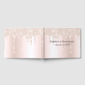 バラシャンパングリッタードリップス赤面結婚ピンク ゲストブック (全面)