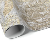 バラシルバーグレイフローラウッドフォキシエ素朴金ゴールド ラッピングペーパー (ロールコーナー)